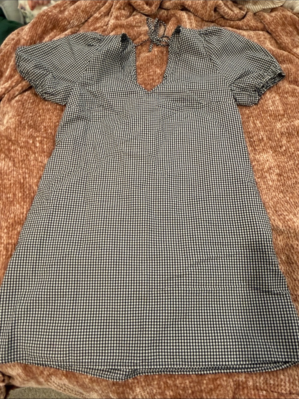 Black & White Gingham Tie-Back Dress